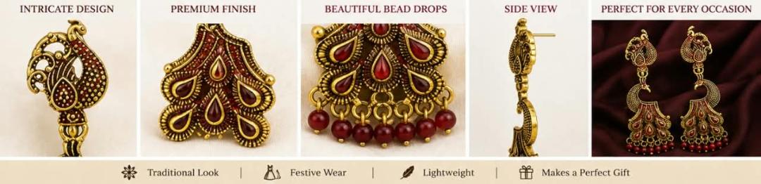 Elegant Peacock Design Traditional Earrings