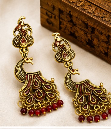 Elegant Peacock Design Traditional Earrings