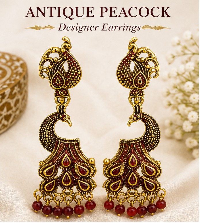 Elegant Peacock Design Traditional Earrings