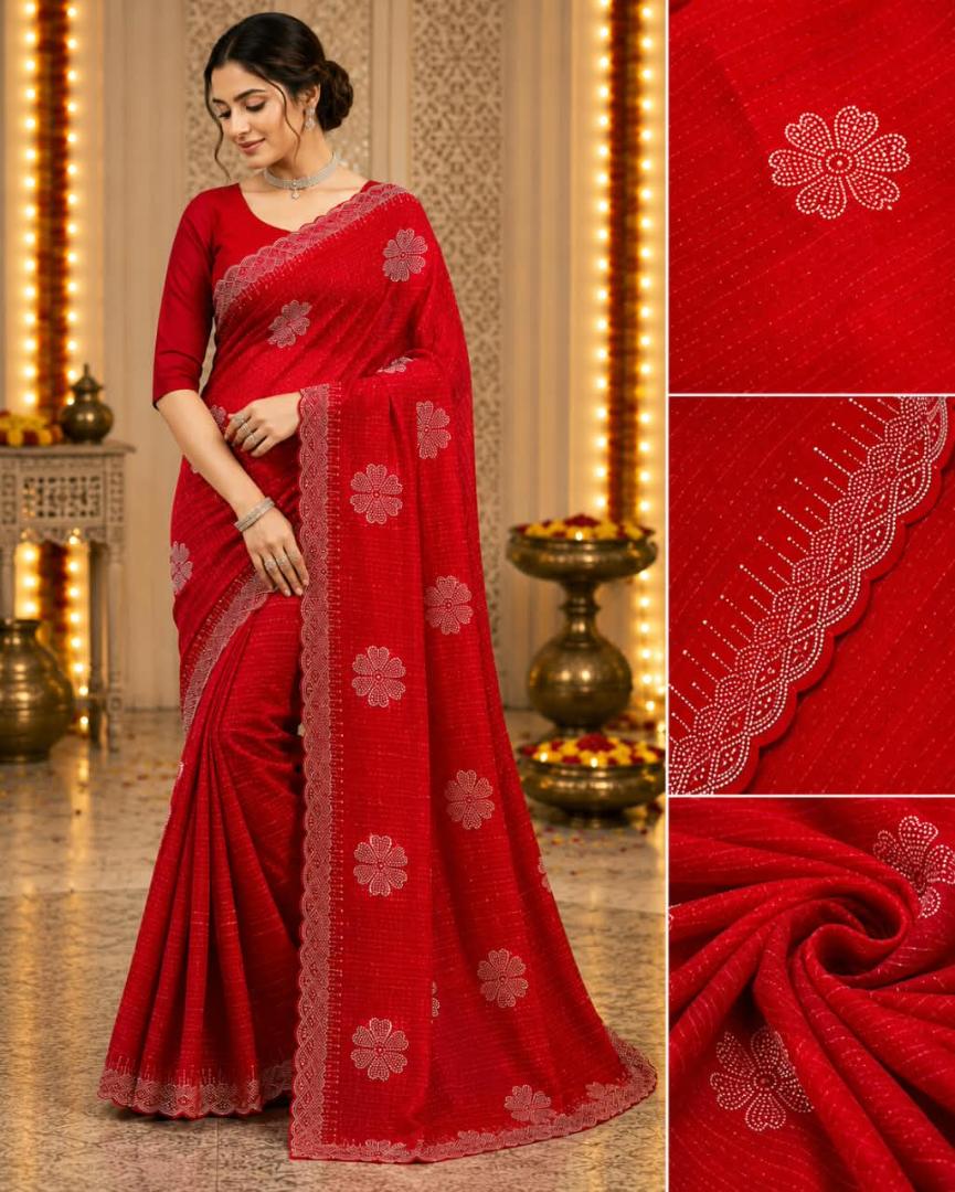 Premium Poonam Fabric Printed Fancy Saree