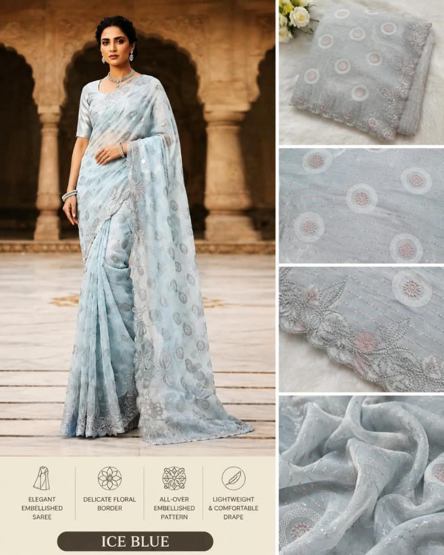 Women’s Embellished Floral Border Saree