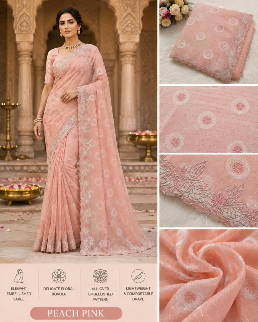 Women’s Embellished Floral Border Saree