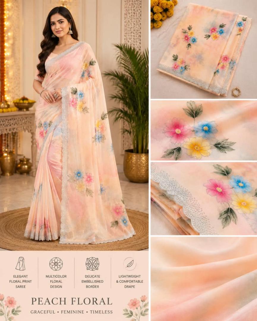 Women’s Embellished Floral Border Saree